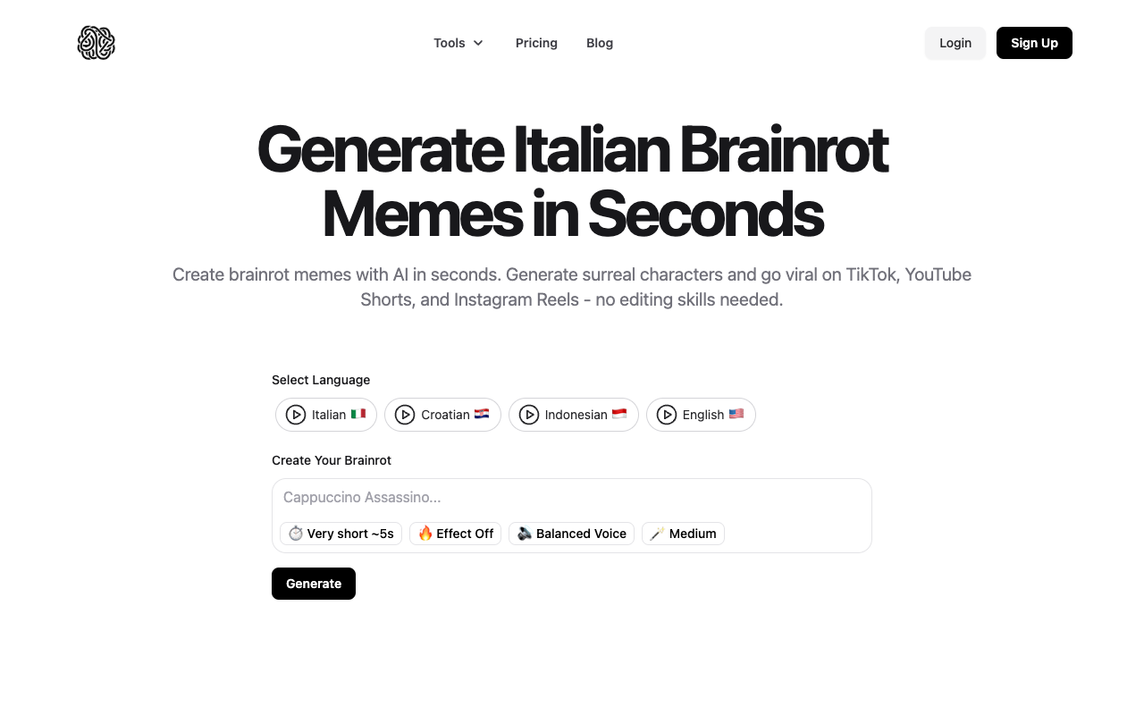 Italian Brainrot Meme Generator - Make Funny and Weird Memes Quickly