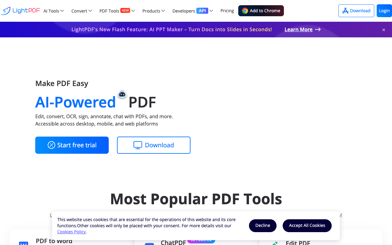 LightPDF AI Agent - Your Helper for all PDF tasks