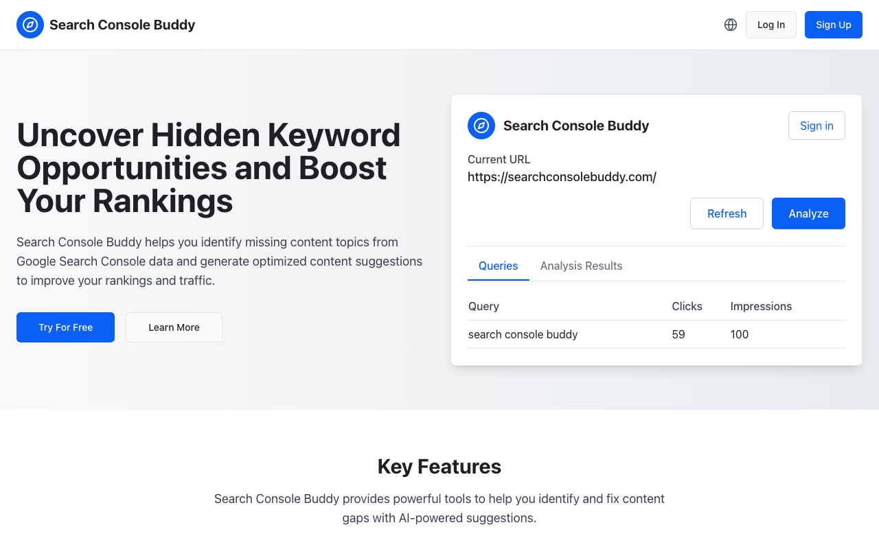 Search Console Buddy - Find hidden words and make your content better with AI