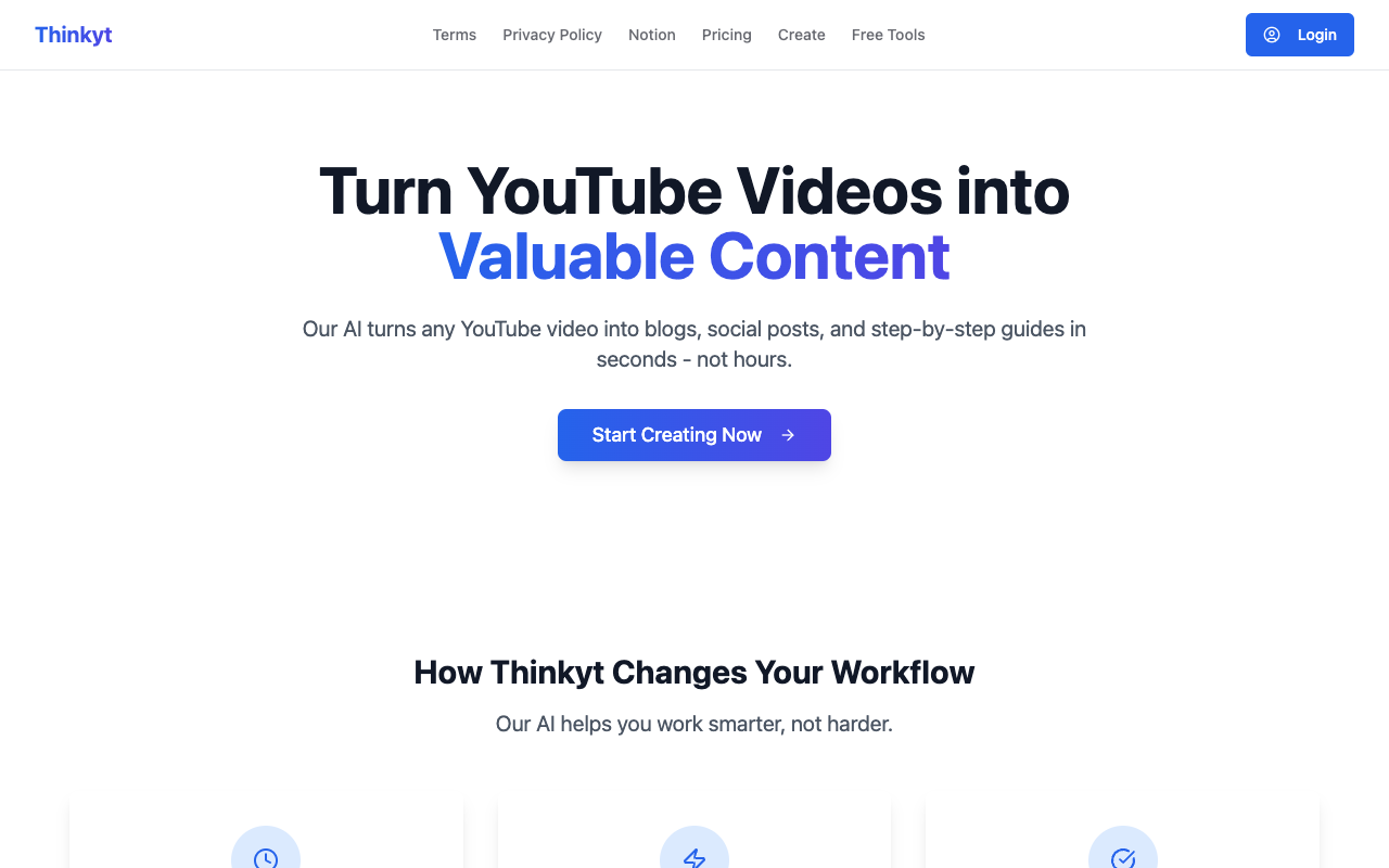 ThinkYT - Quickly turn YouTube videos into different posts