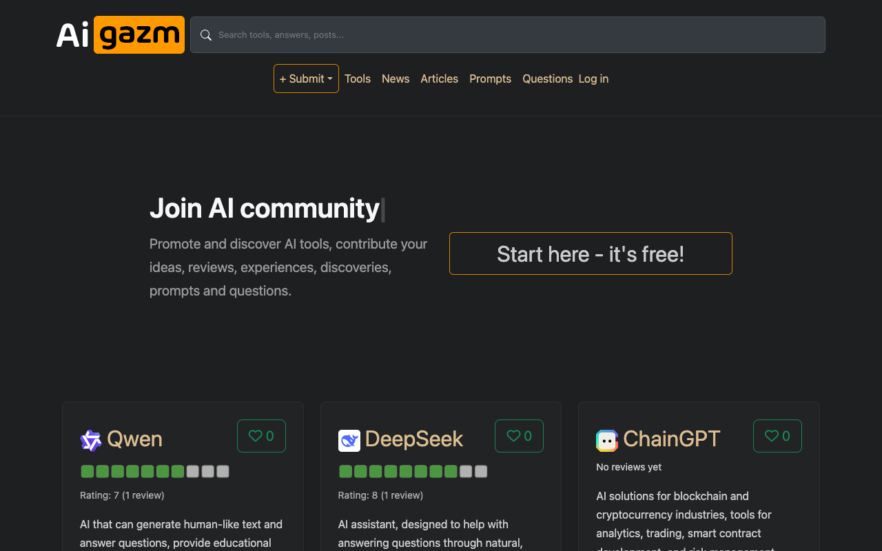 AiGazm - Your community hub for exploring AI tools