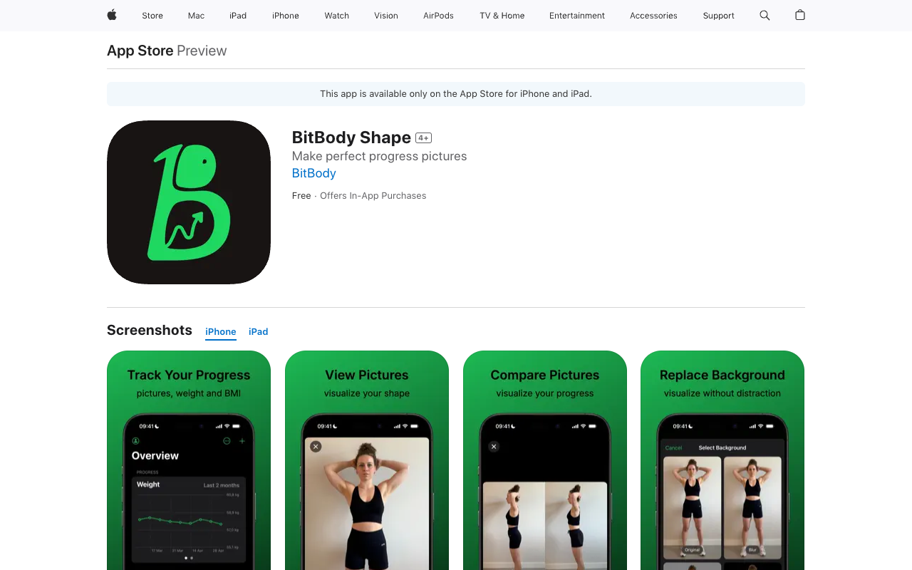 BitBody Shape - Create perfect progress pictures with AI help