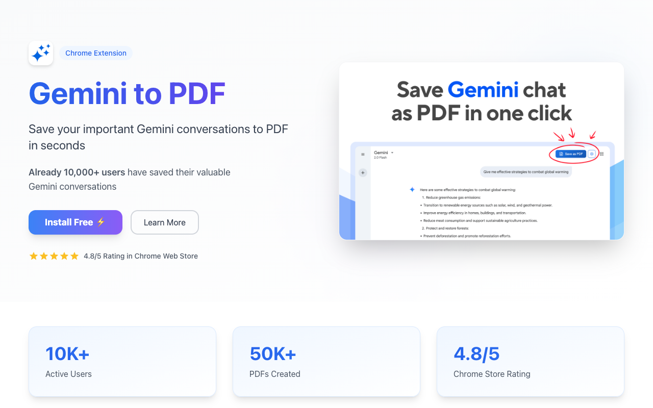 Gemini to PDF - Save your chats easily