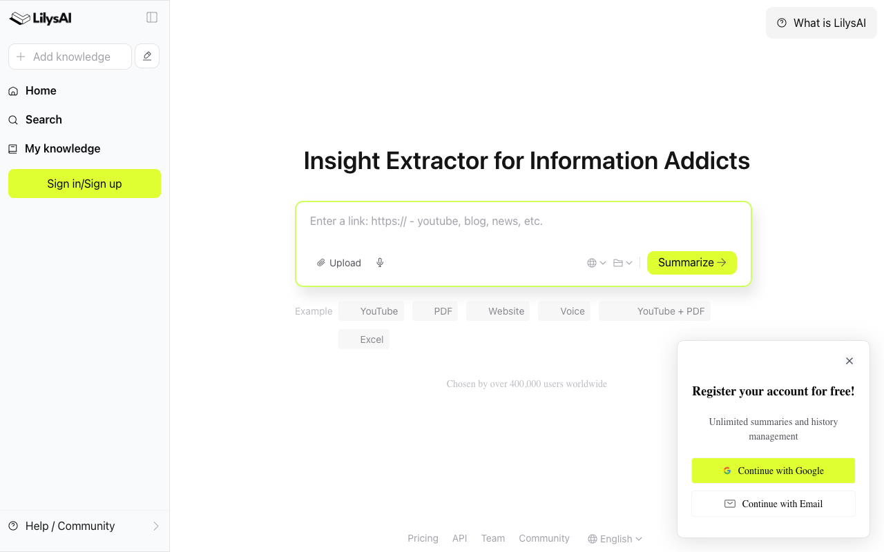 LilysAI - The tool that helps you summarize everything