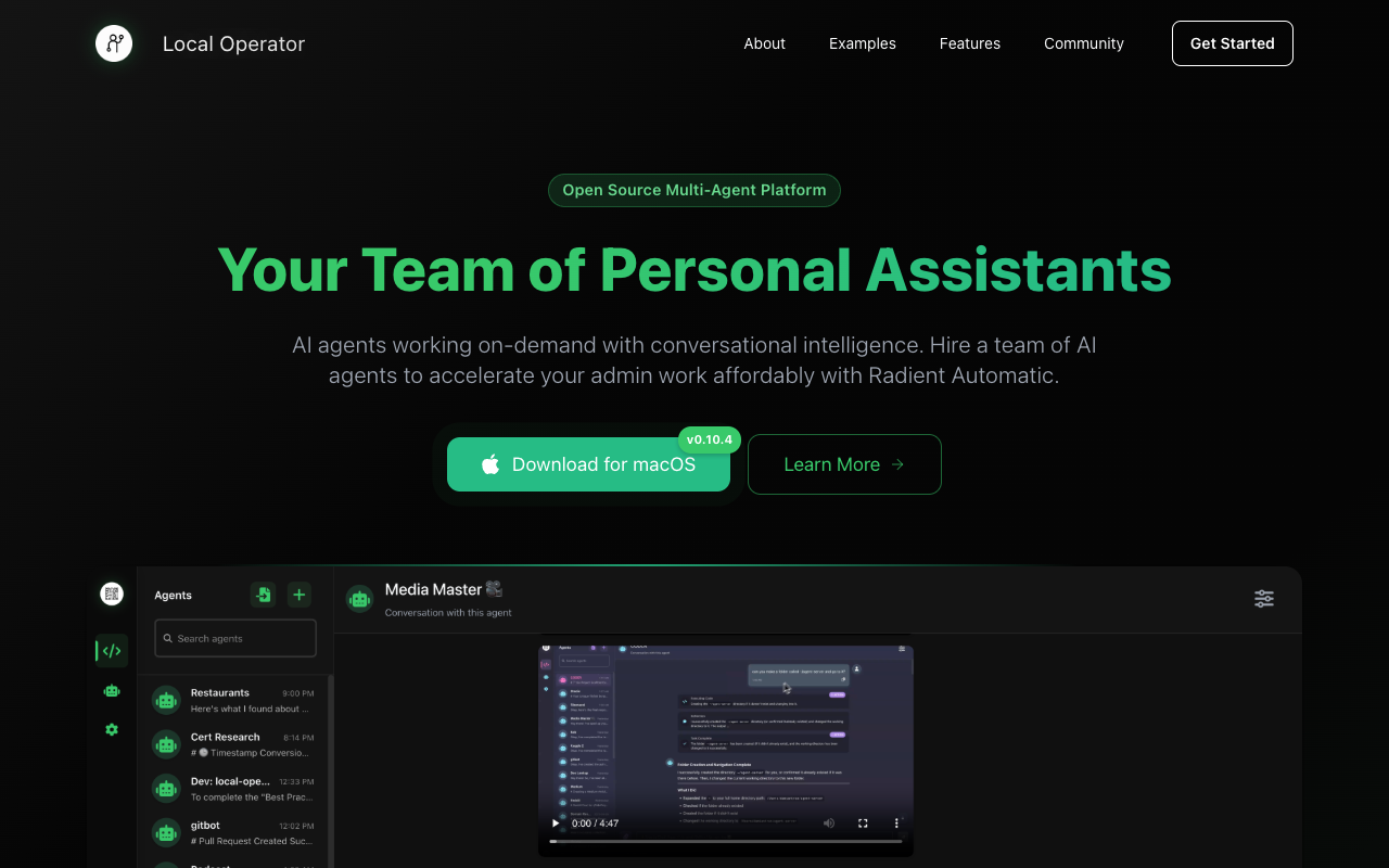 Local Operator - A team of helpful AI agents on your device