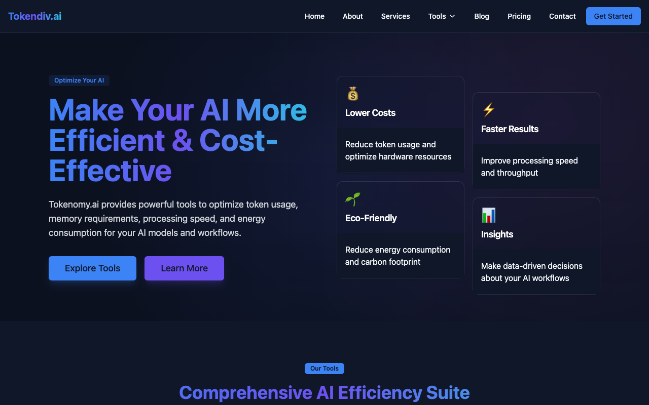 Tokendiv.ai - Smart tools to save money and energy for AI