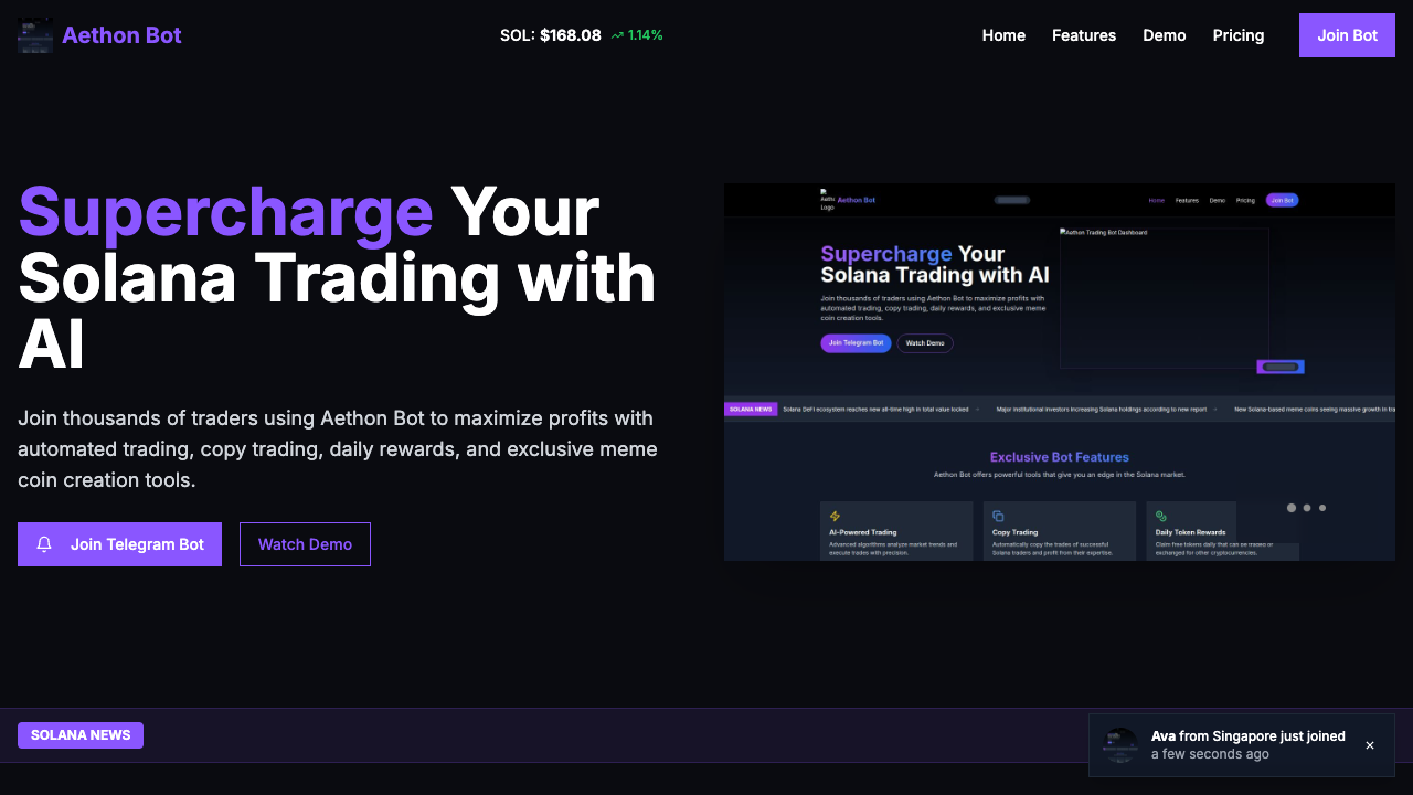 Aethon Bot - An AI-assisted Telegram trading bot for crypto