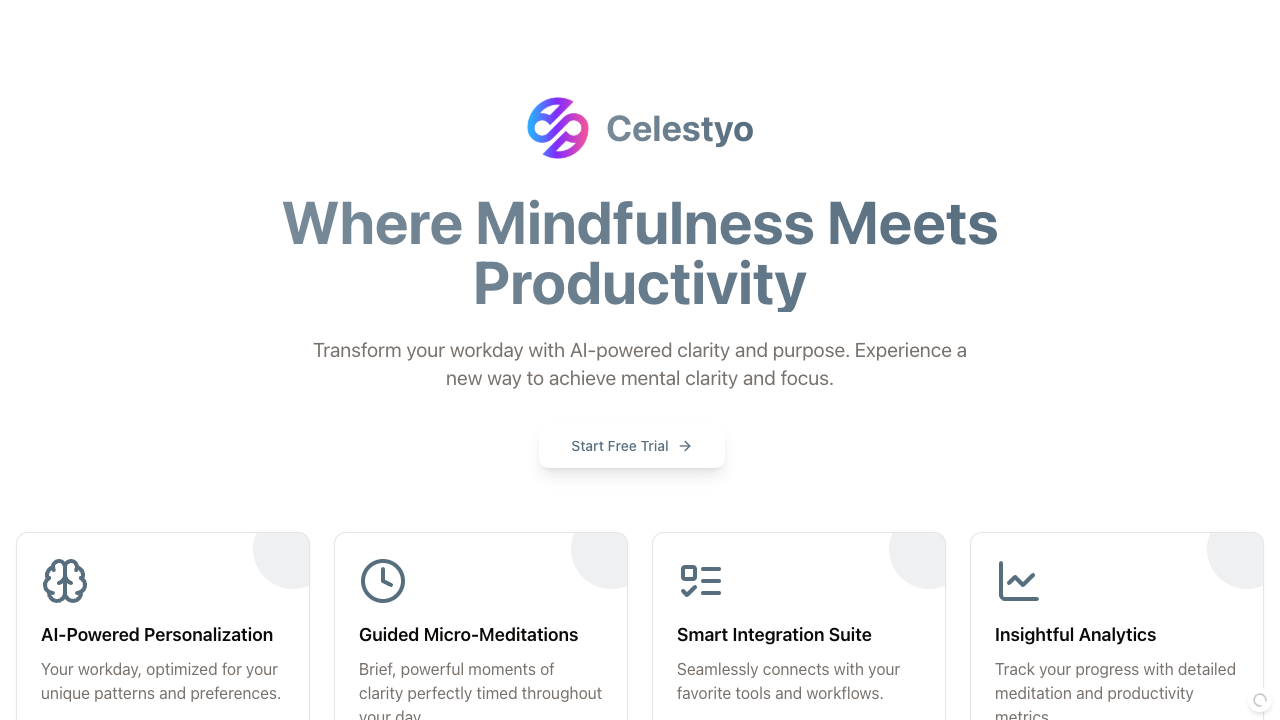 Celestyo - An AI tool that helps you be calm and work better