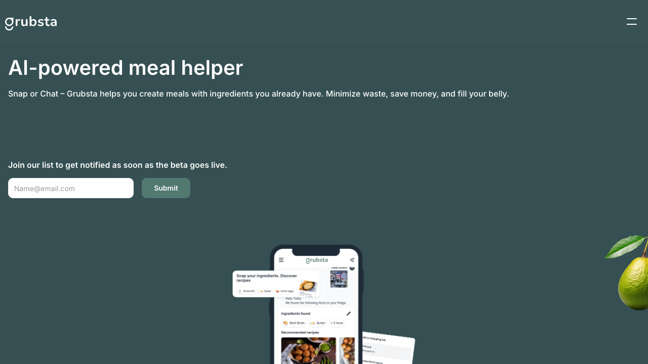 Grubsta - Create meals easily with your ingredients