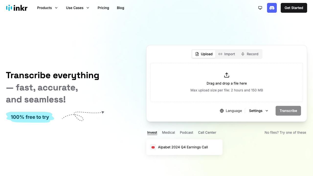 Inkr - Your smart tool for fast audio transcription and note-taking