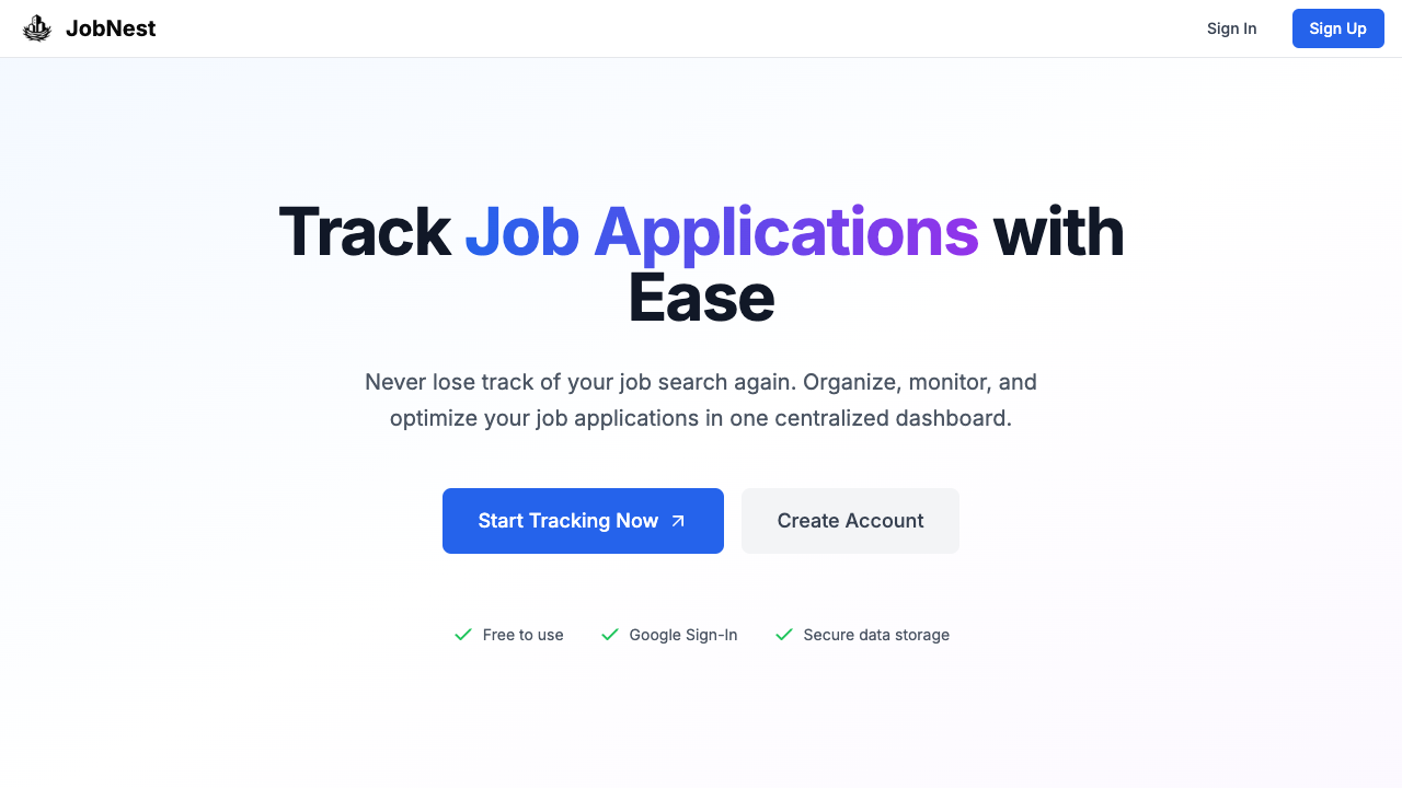 JobNest - A simple way to track job applications Job Search Productivity Technology