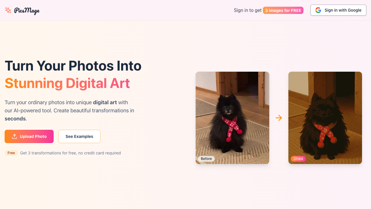 PicsMage - Create digital art from your photos easily