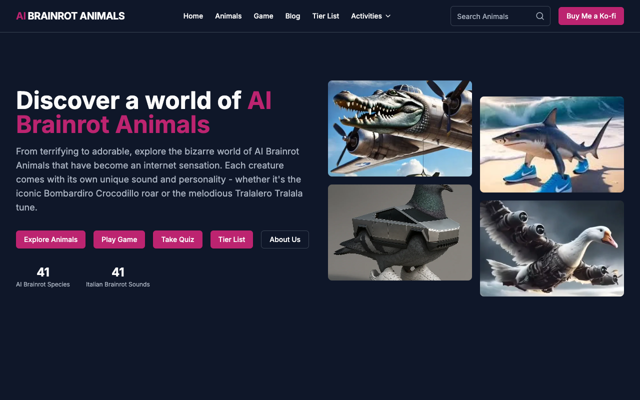 AI Brainrot Animals - Discover the quirky creatures with unique sounds and personalities