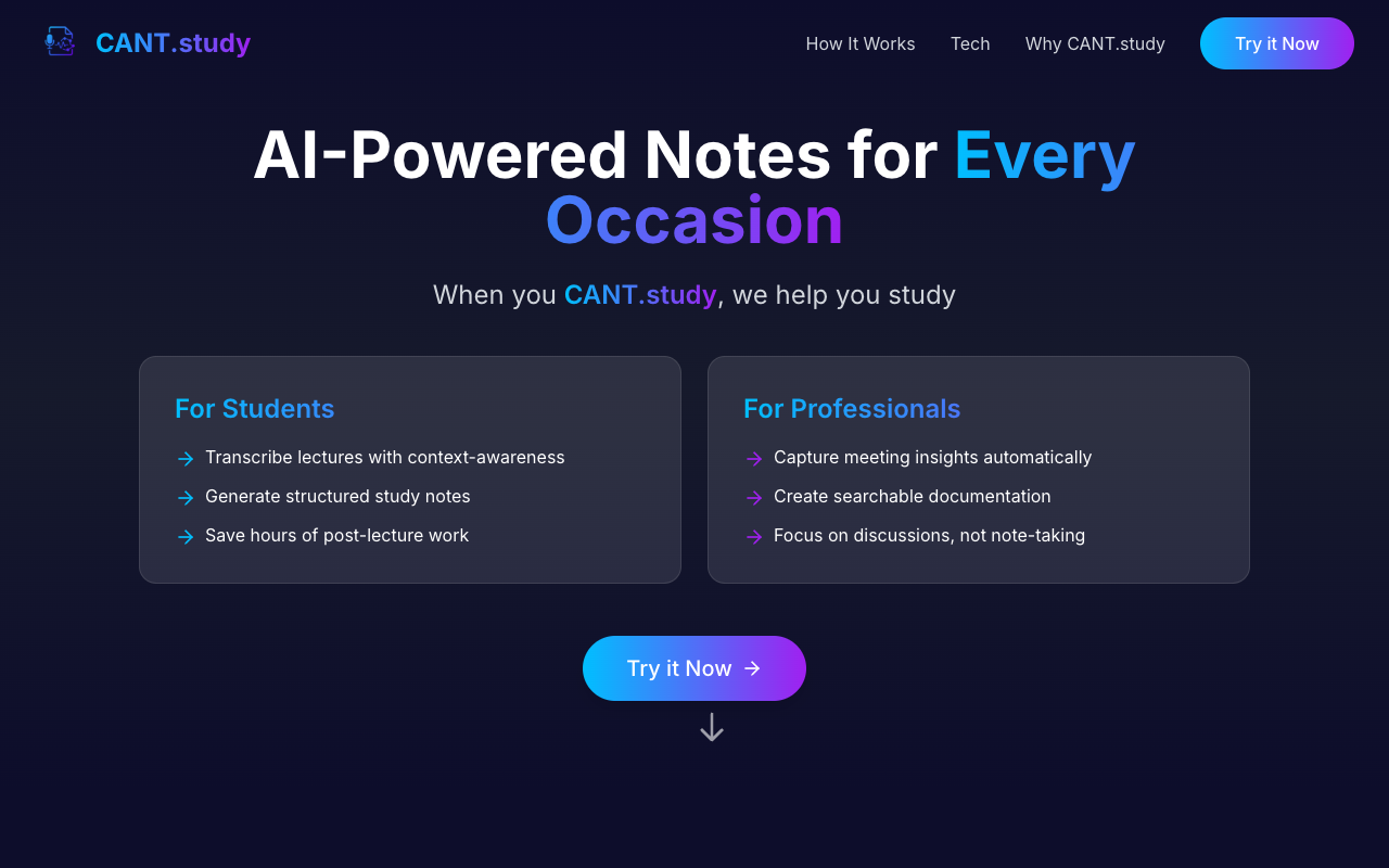 CANT - An AI tool that helps you take smart notes for school and work
