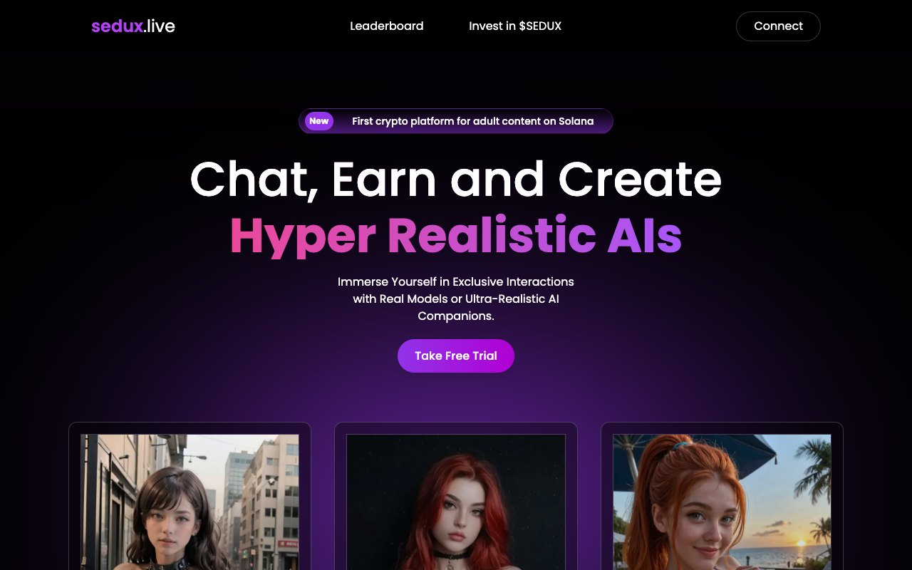 SeduxAI - A new platform where you can chat, earn, and create realistic AIs with crypto