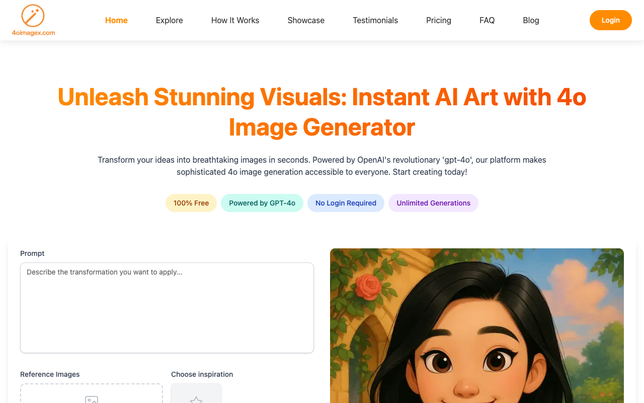 4oimagex - Instant AI art from your photo with stunning styles
