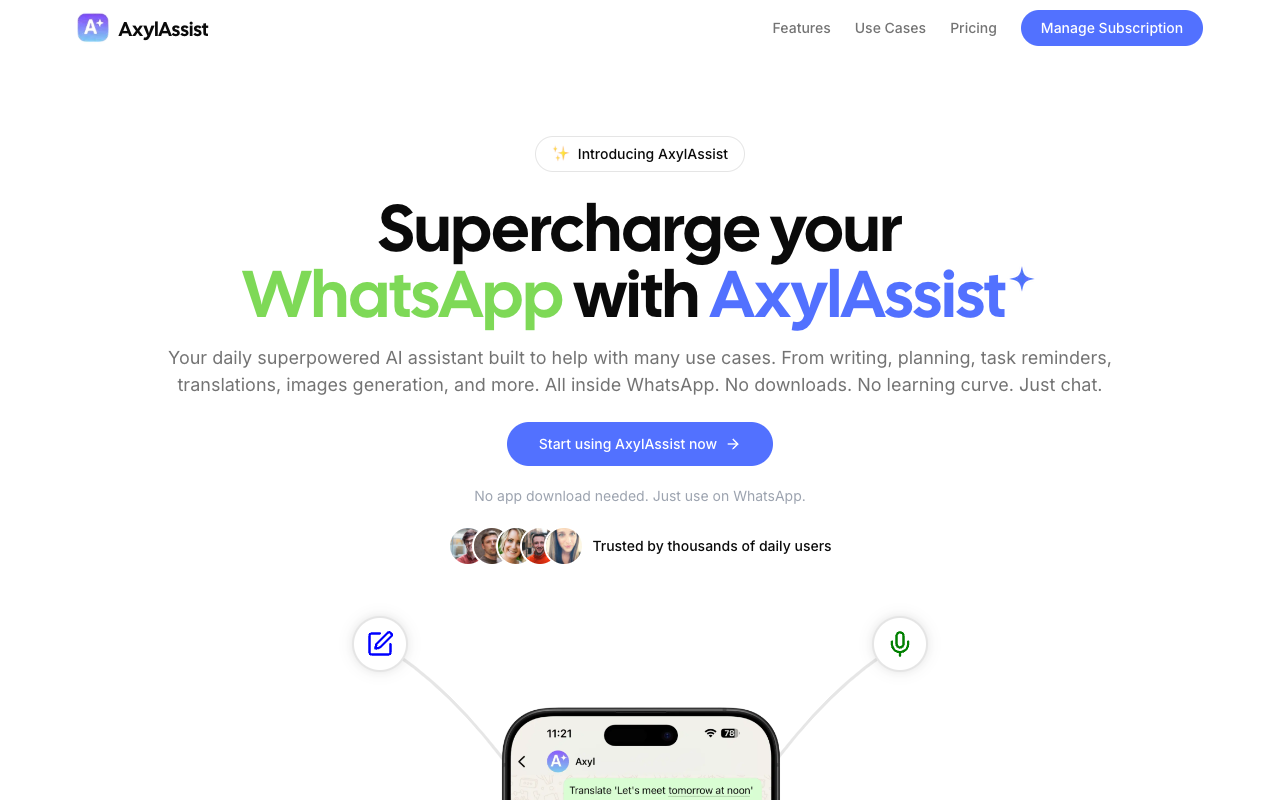 AxylAssist - Your smart helper to boost productivity on WhatsApp