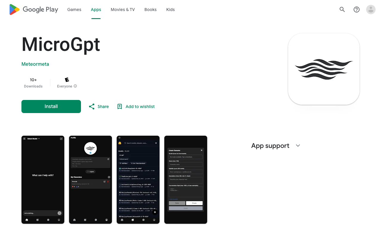 MicroGPT - Run AI models offline on your phone and create characters