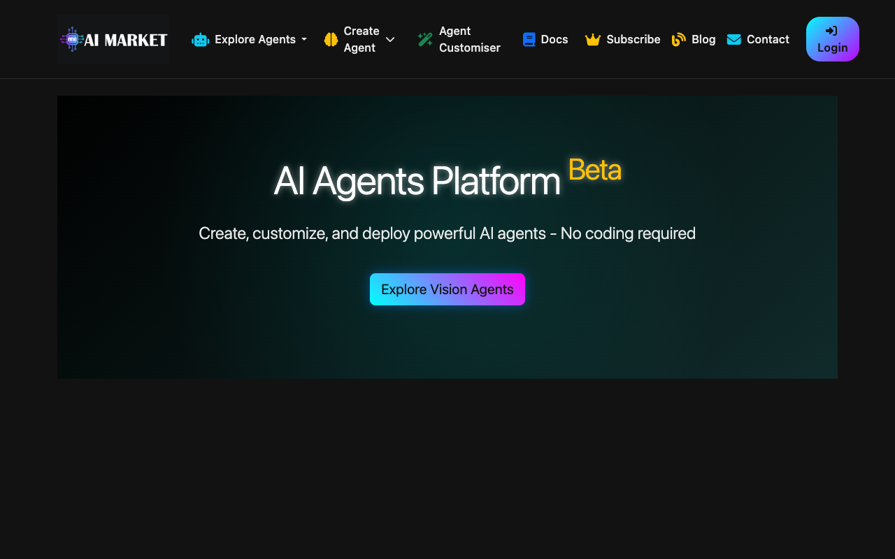 One AI Market - A platform to create and deploy custom AI agents effortlessly