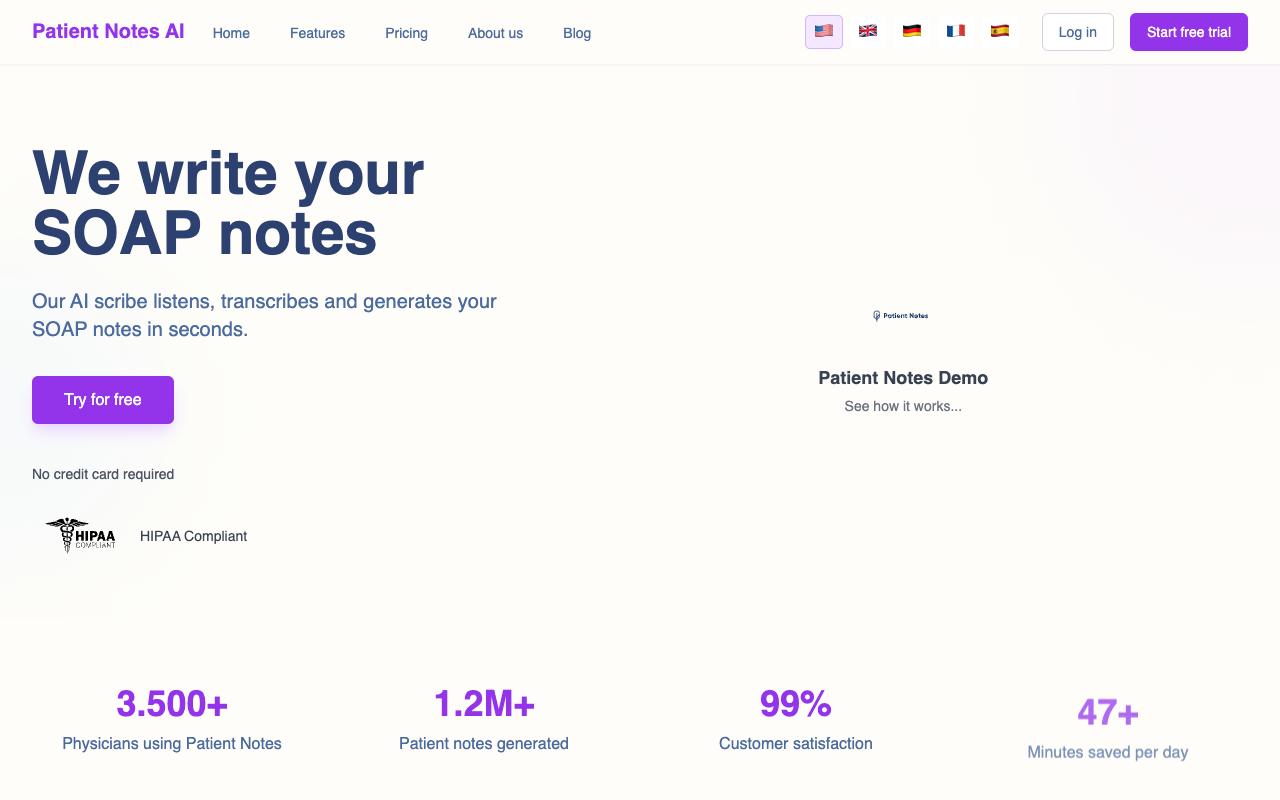 Patient Notes AI - An AI-powered scribe that writes your medical notes