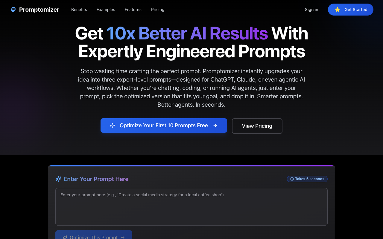Promptomizer - A quick way to turn your ideas into smart prompts for AI