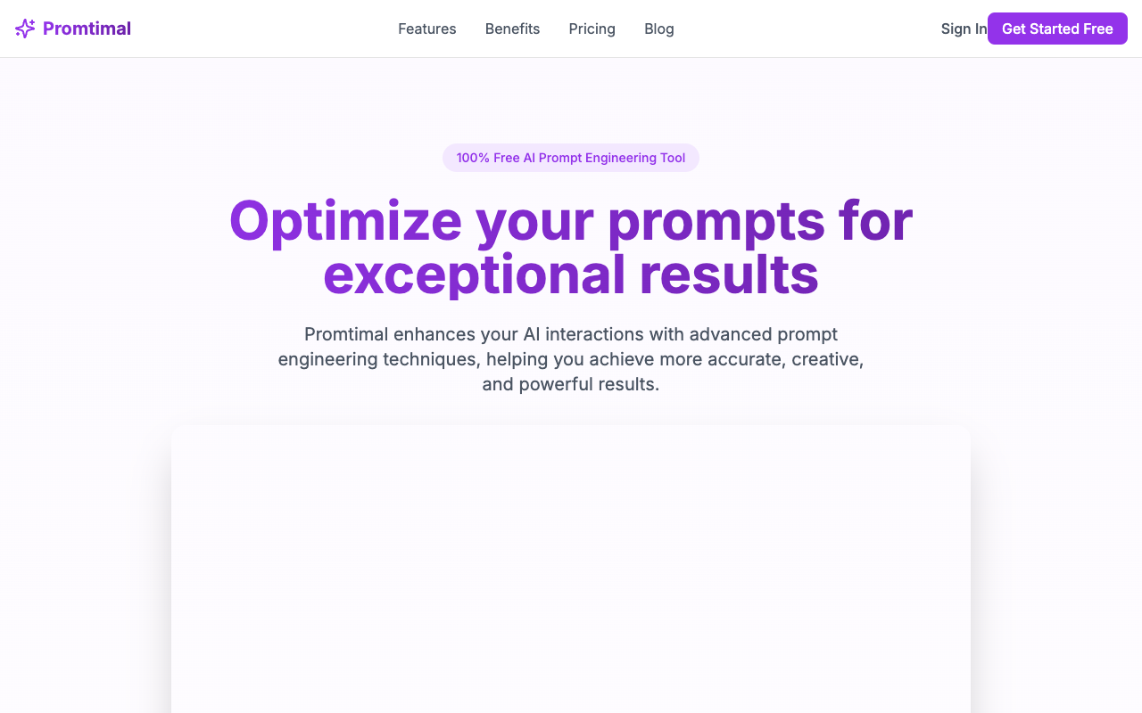 Promtimal - A smart tool that helps you make better ChatGPT prompts