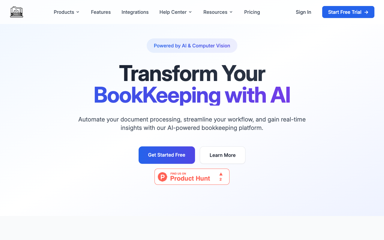 Cribber Accounting - Smarter bookkeeping, powered by AI