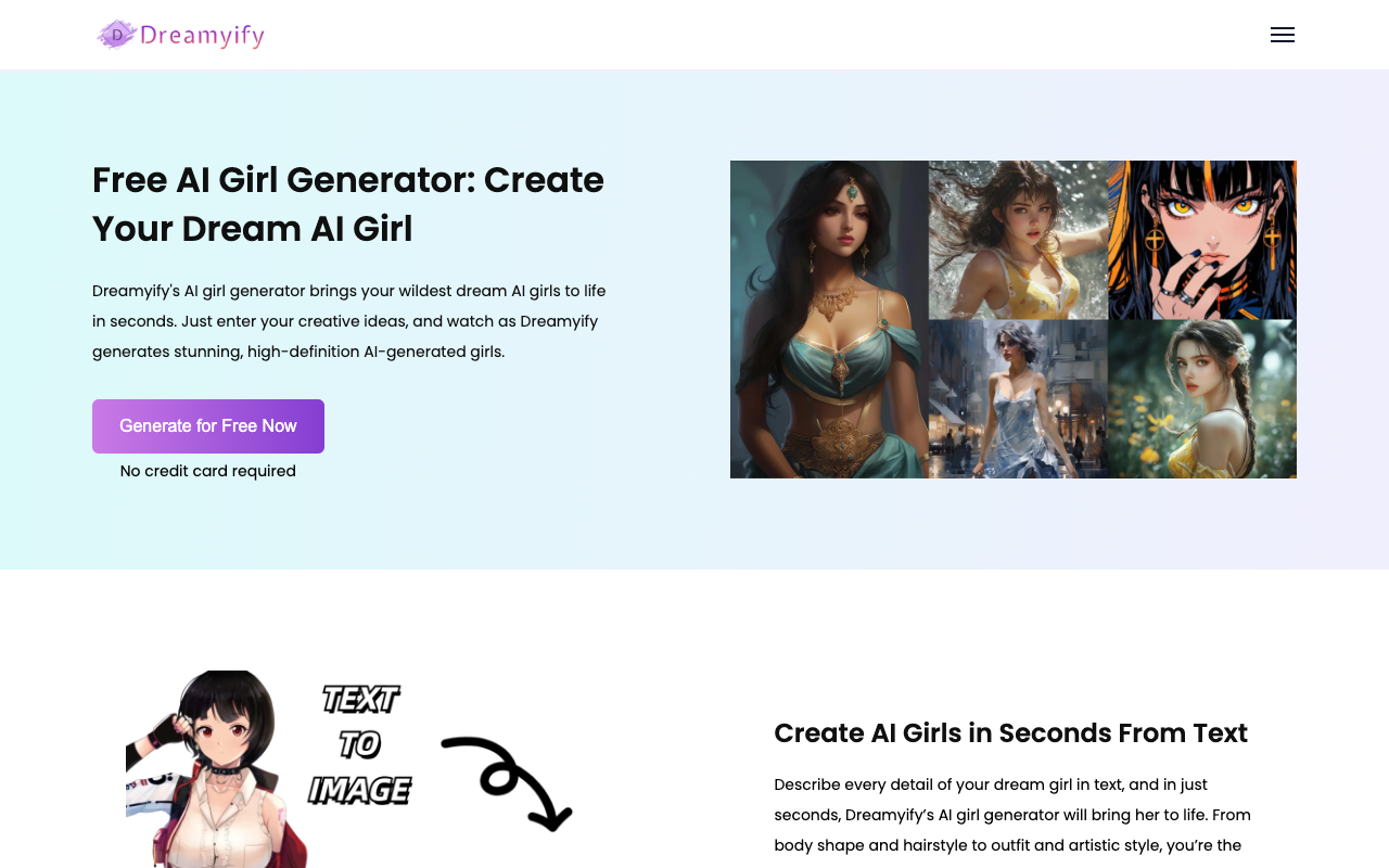 Dreamyify - Free AI Girl Generator: Create Your Dream AI Girl