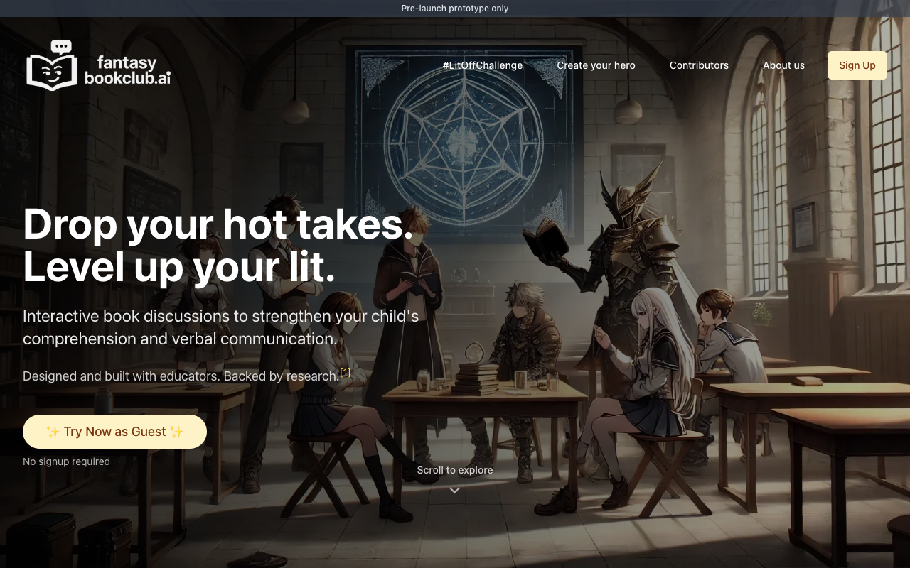 FantasyBookClub.ai - An AI-powered reading companion that makes book discussions fun for kids