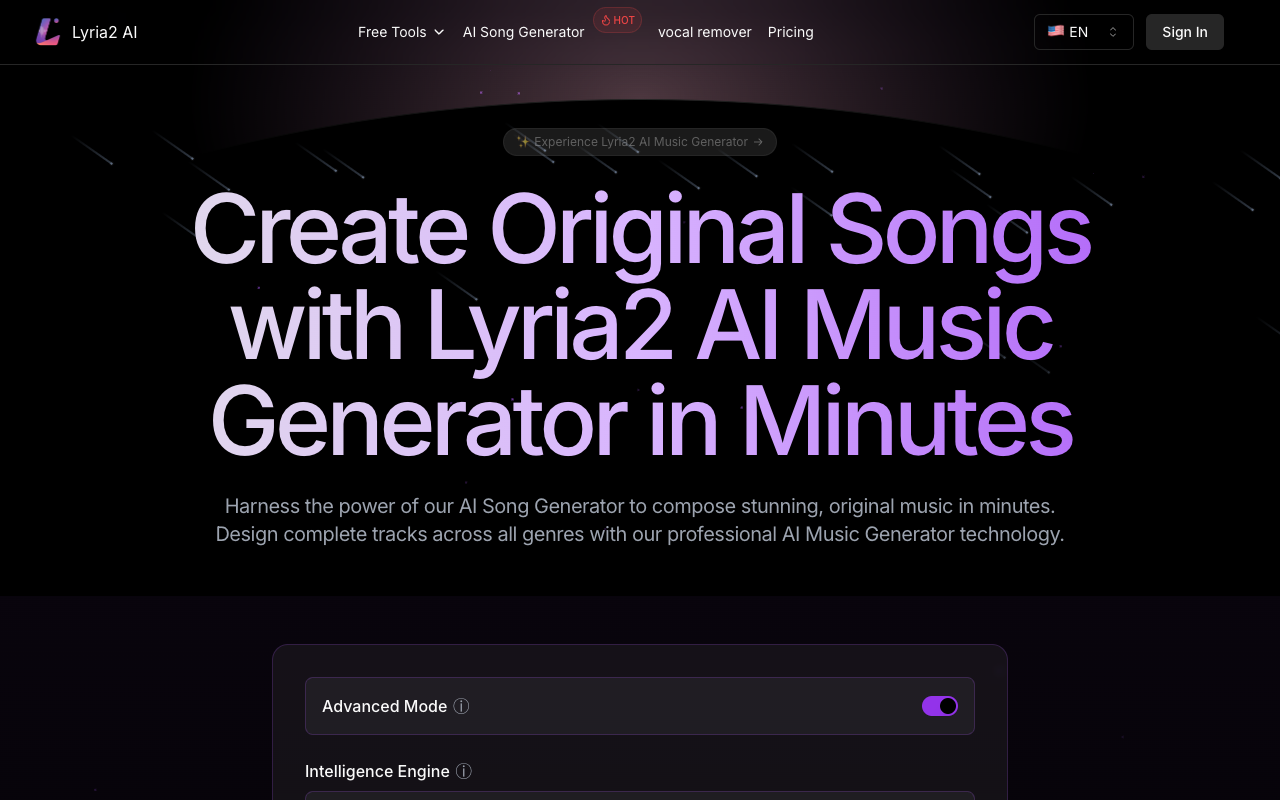 Lyria2 AI - Create custom AI songs and music online with advanced technology