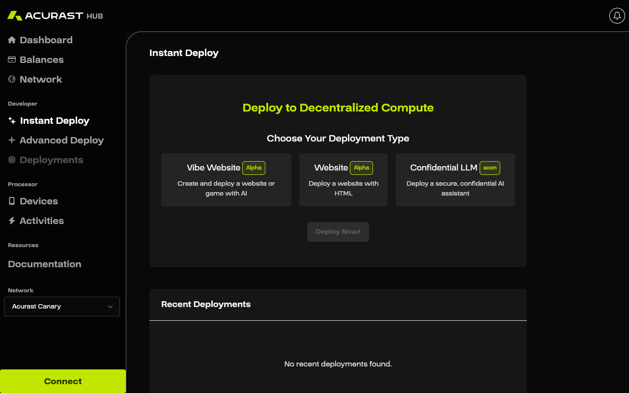 Acurast - Generate and instantly deploy websites and games with AI