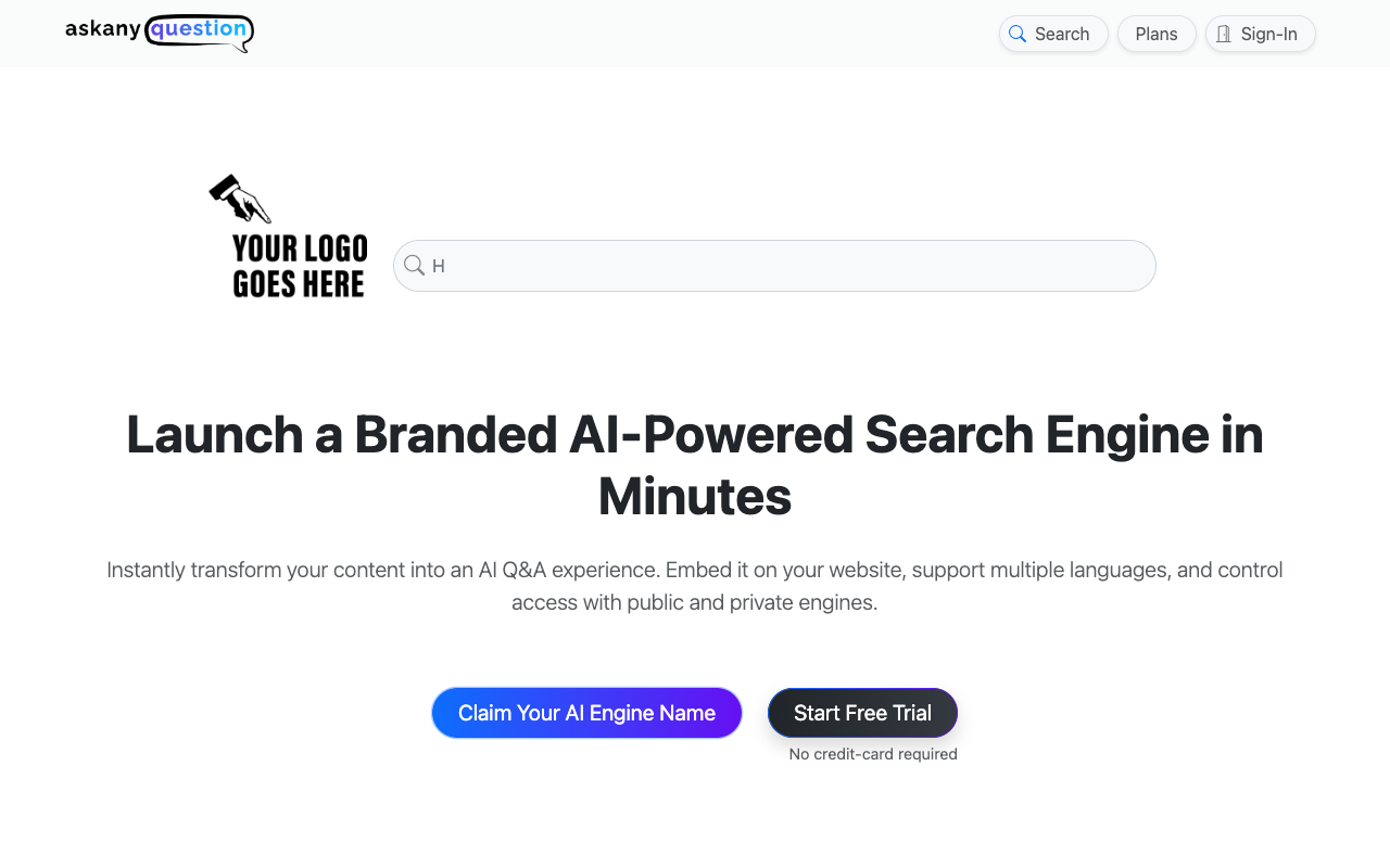 Ask Any Question - Create Your Own Branded AI Search Engine in Minutes