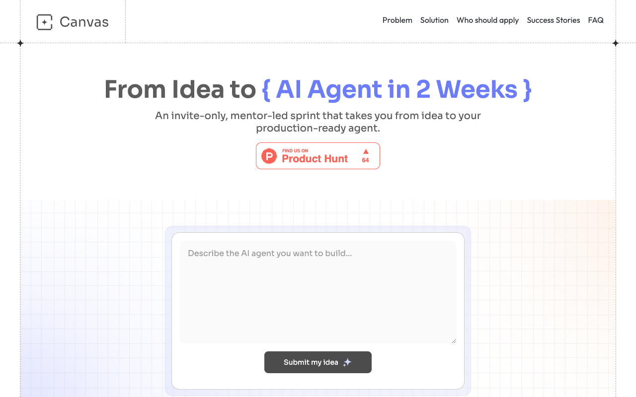 Canvas AI Builder's Program - A YC-style sprint that turns AI ideas into live agents