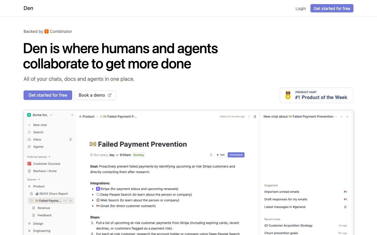 Den - An AI-powered workspace for seamless collaboration with agents
