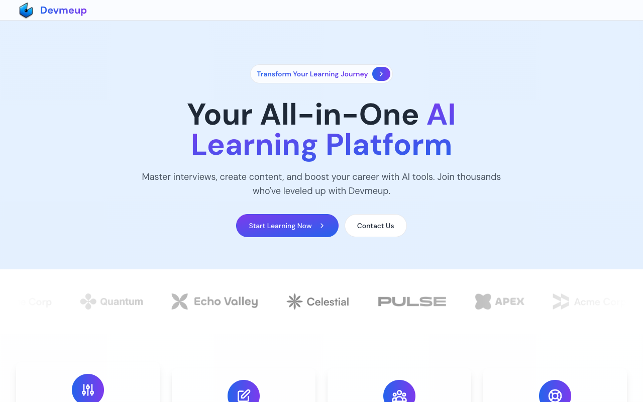 devmeup - Your AI-powered toolkit for tech career preparation