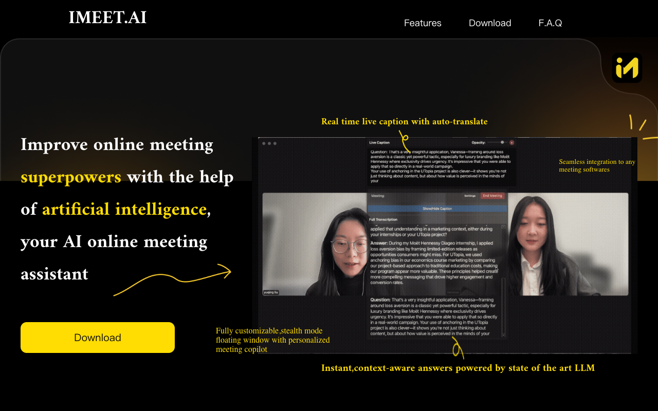 IMEET.AI - A real-time AI assistant that helps you answer tough meeting questions