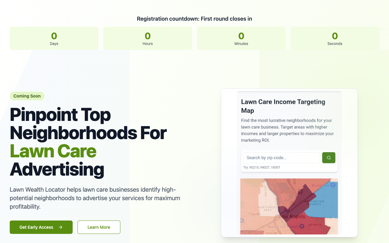 Lawn Wealth Locator - An app to optimize advertising for lawncare businesses lawncare advertising business