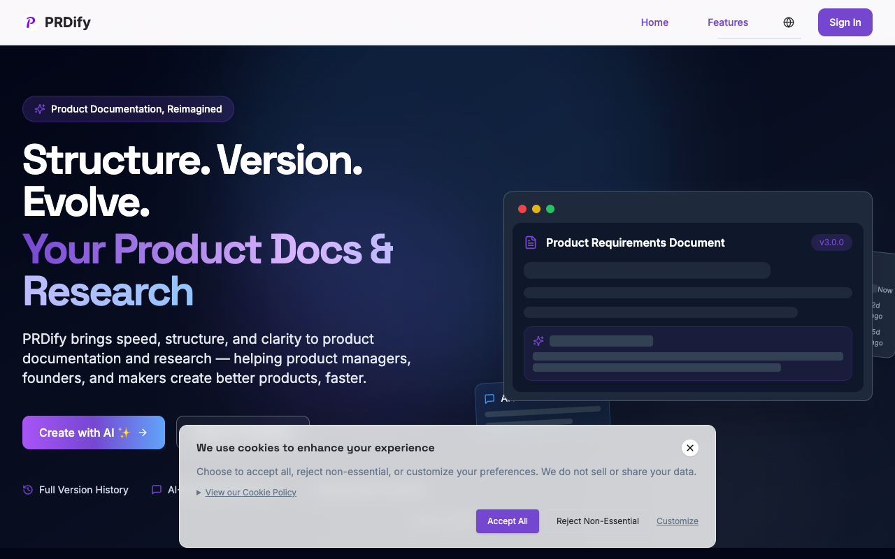 PRDify - An AI tool for creating and managing Product Requirement Documents