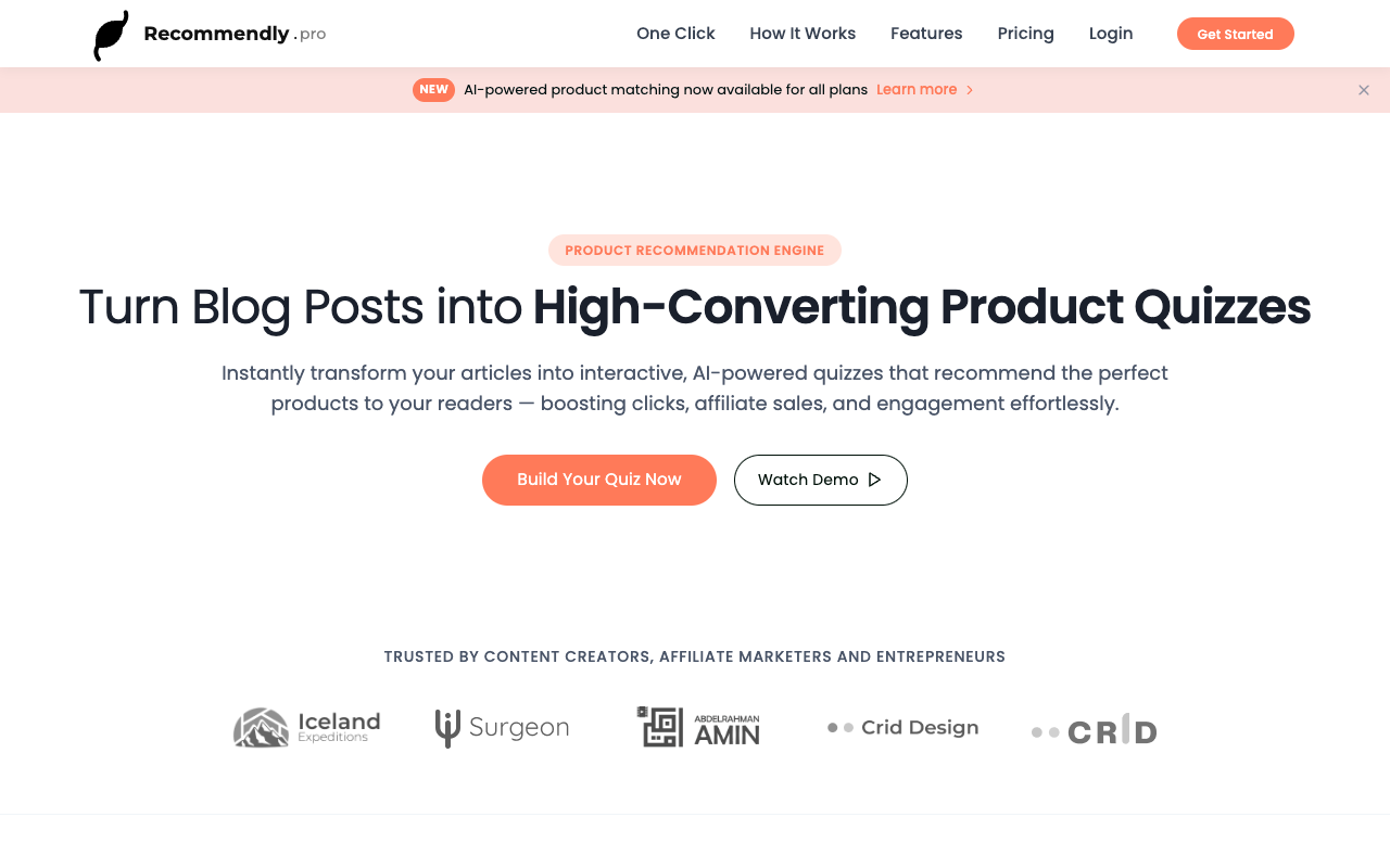 Recommendly Pro - Transform your content into high-converting product quizzes