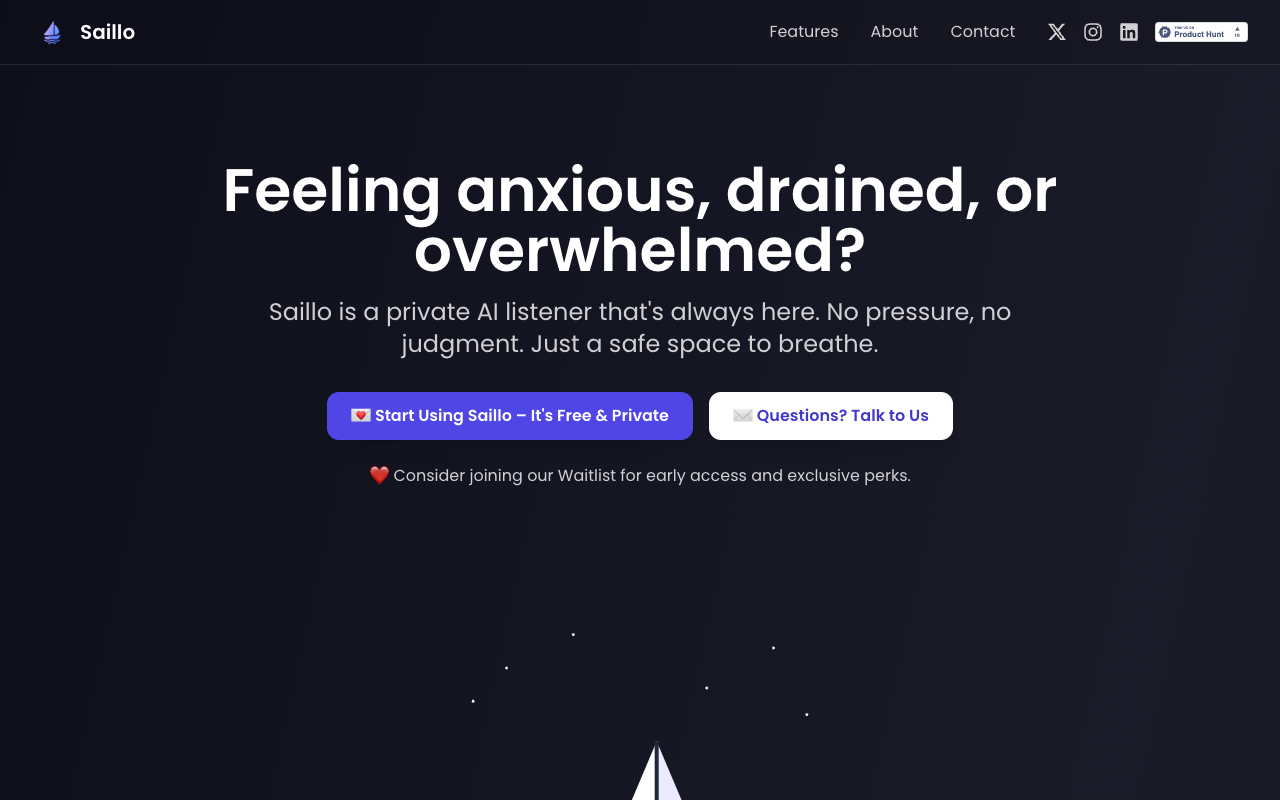 Saillo - A supportive space for tracking moods and journaling freely