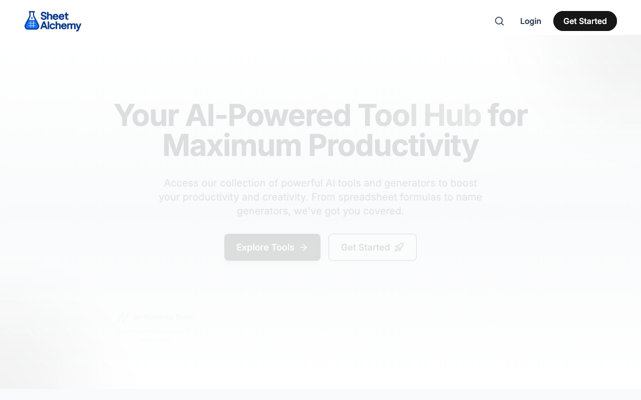 Sheet Alchemy - An AI-powered tool hub for productivity and creativity