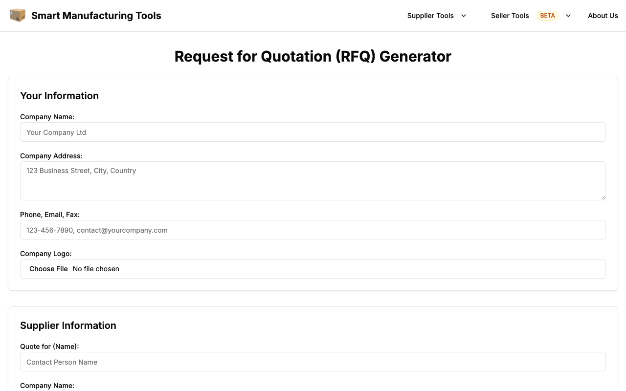 SmartMfgTools - Free AI-powered tools to enhance manufacturing sales and procurement