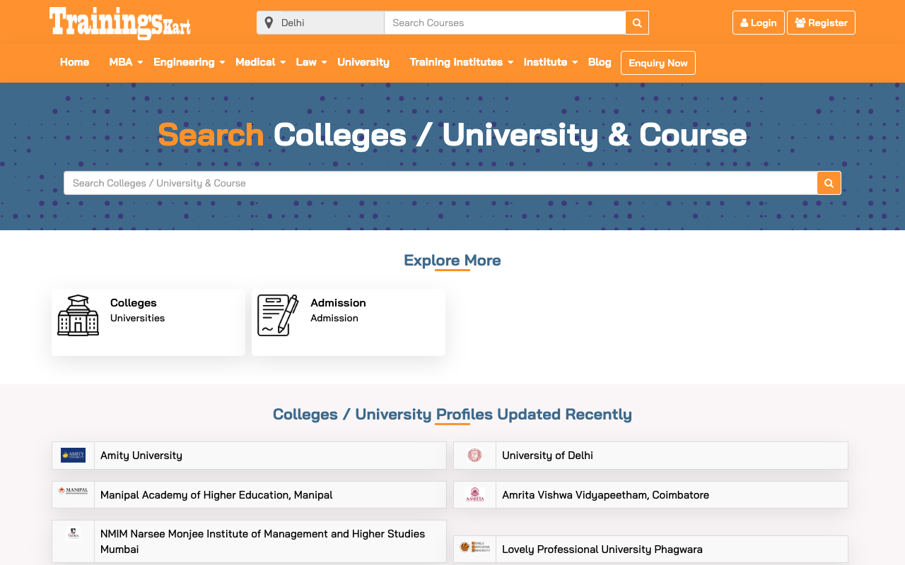 Trainings Kart - Choose Your graduation and post Graduation degree Online