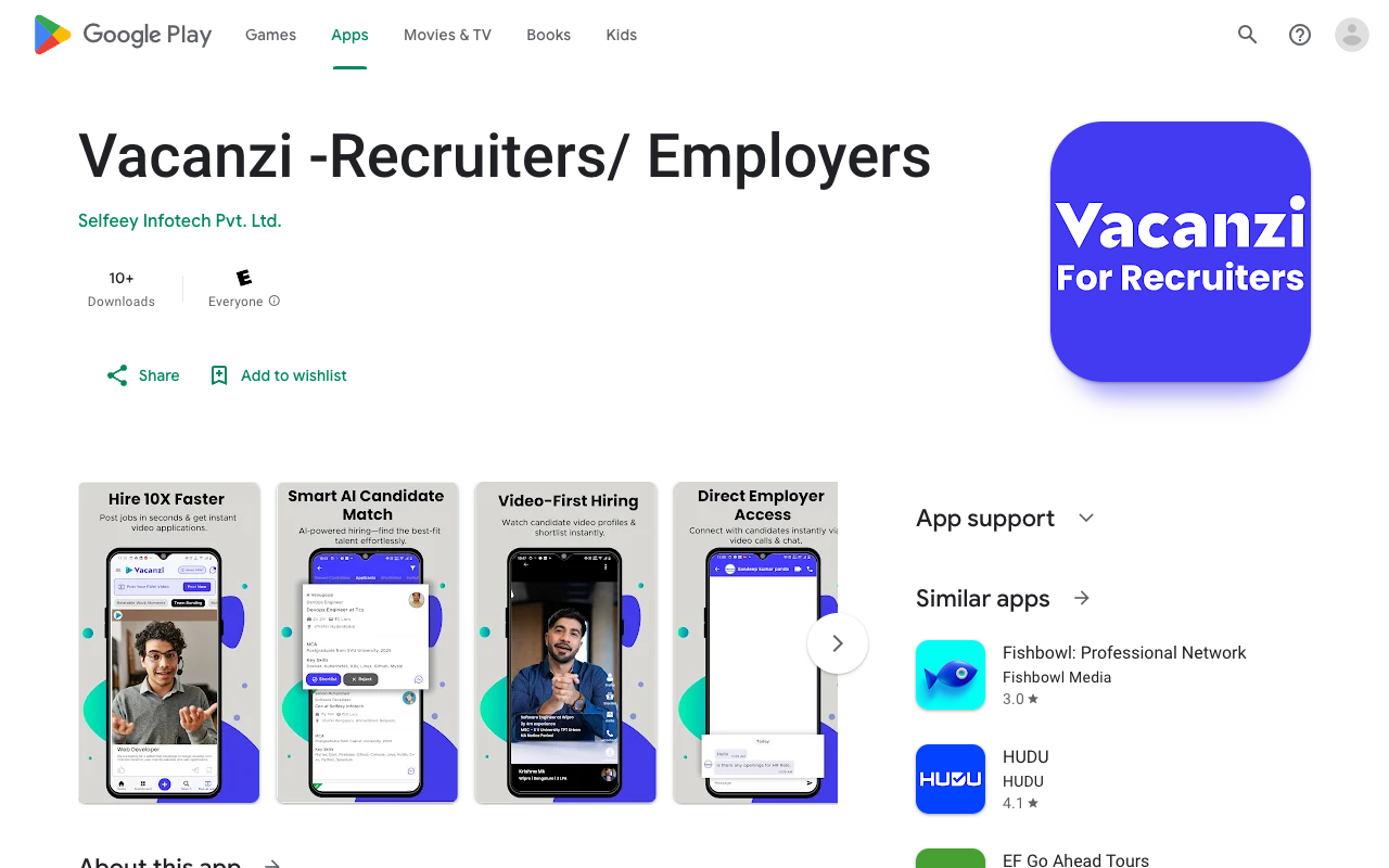 Vacanzi - An AI job search app that connects employers with top talent through video