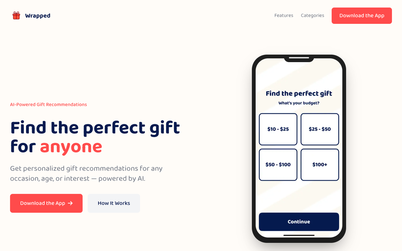 Wrapped - An AI-powered app that helps you find the perfect gift for anyone