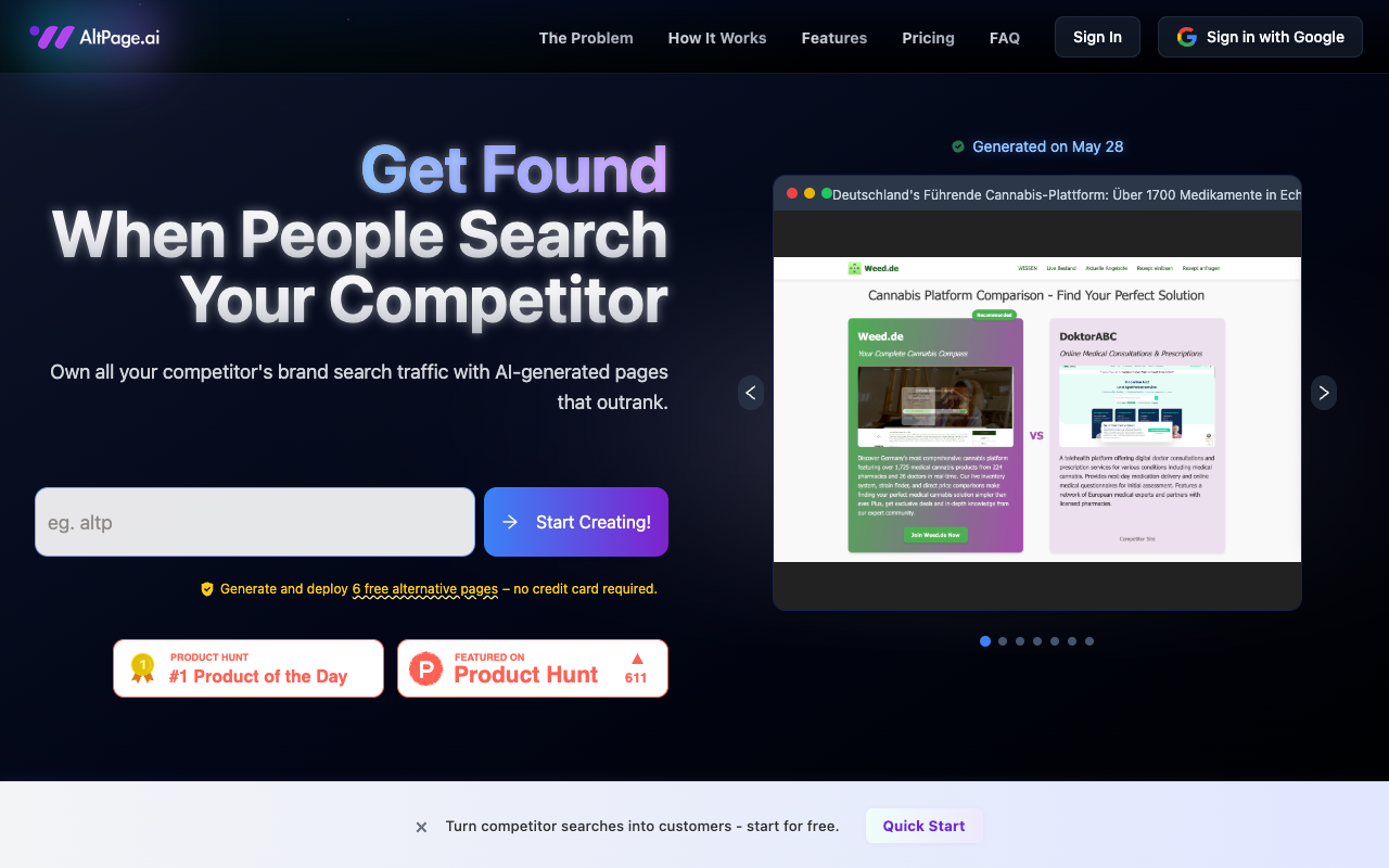 AltPage.ai - Steal competitor brand traffic with alternative pages