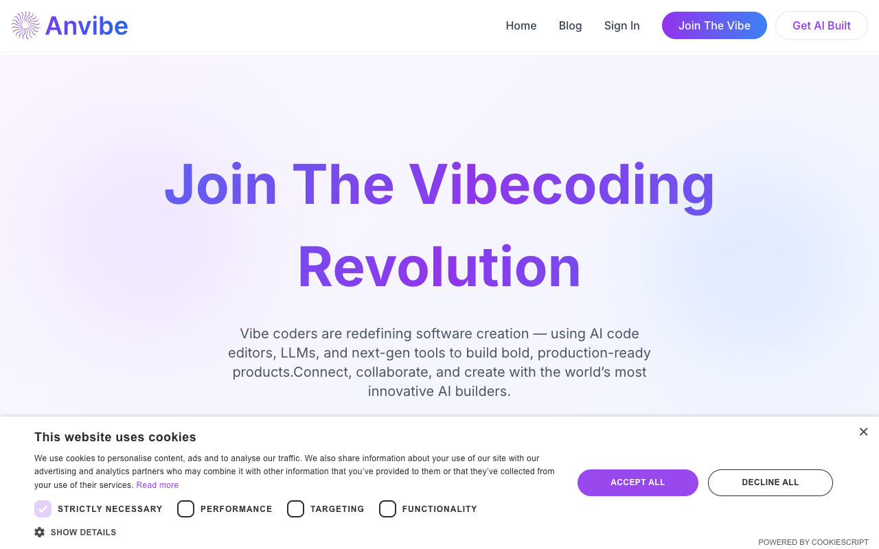 Anvibe - An AI-driven platform connecting designers and developers through creativity and collaboration