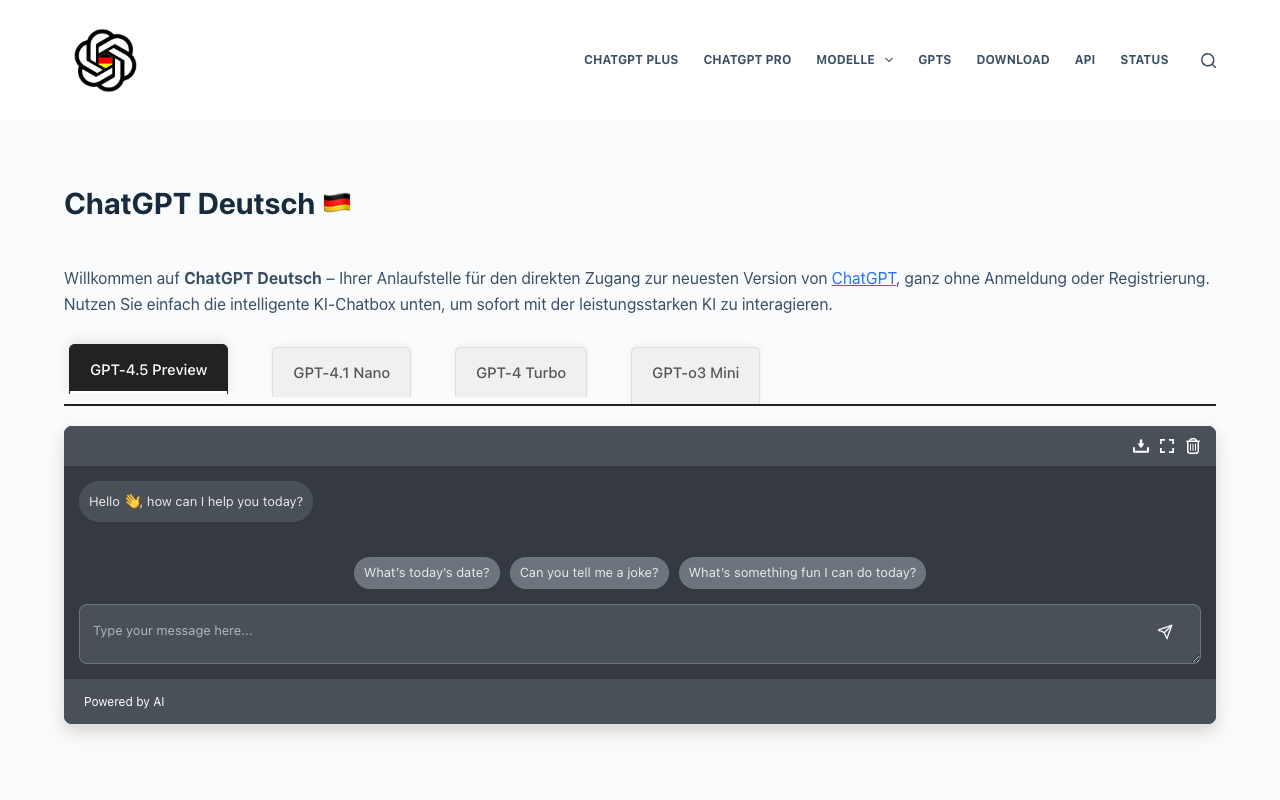 Chat GPT Deutsch - Access ChatGPT in German for Free