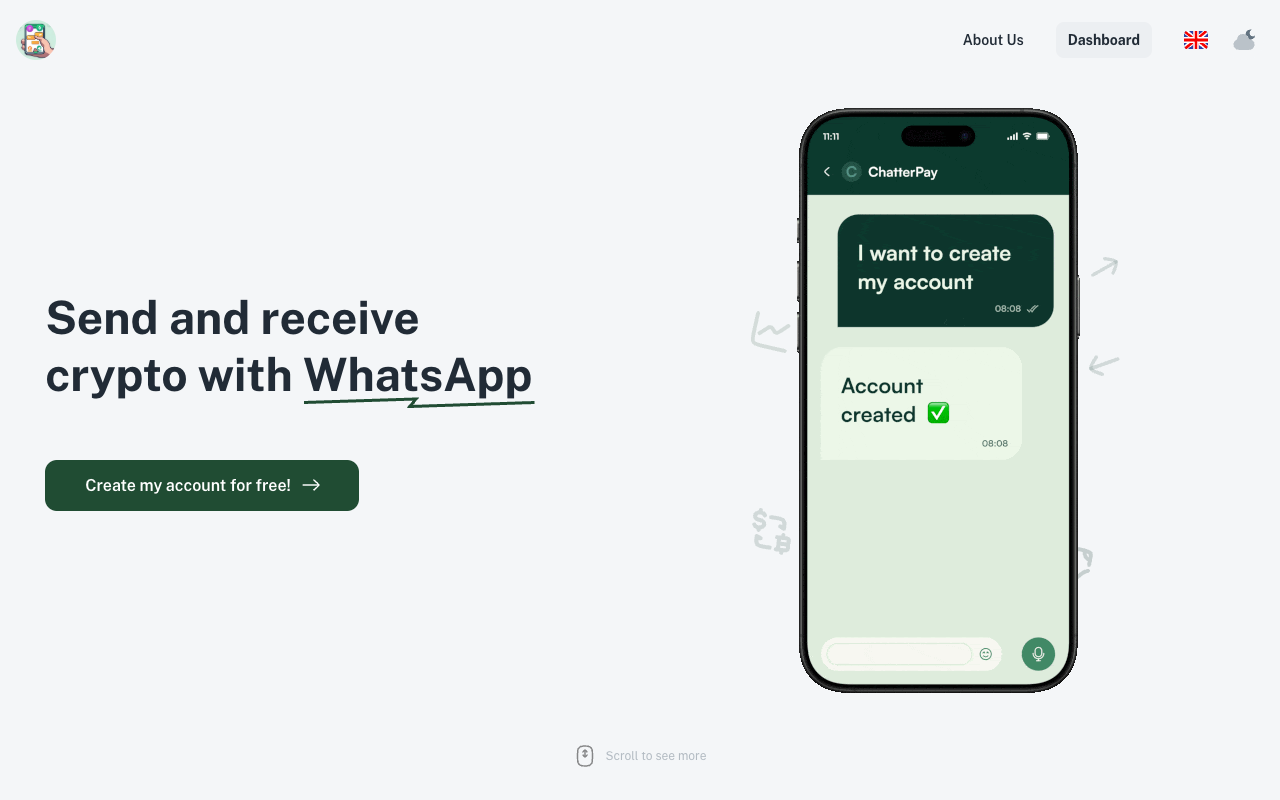 ChatterPay - A Wallet for WhatsApp that lets you send and receive crypto easily