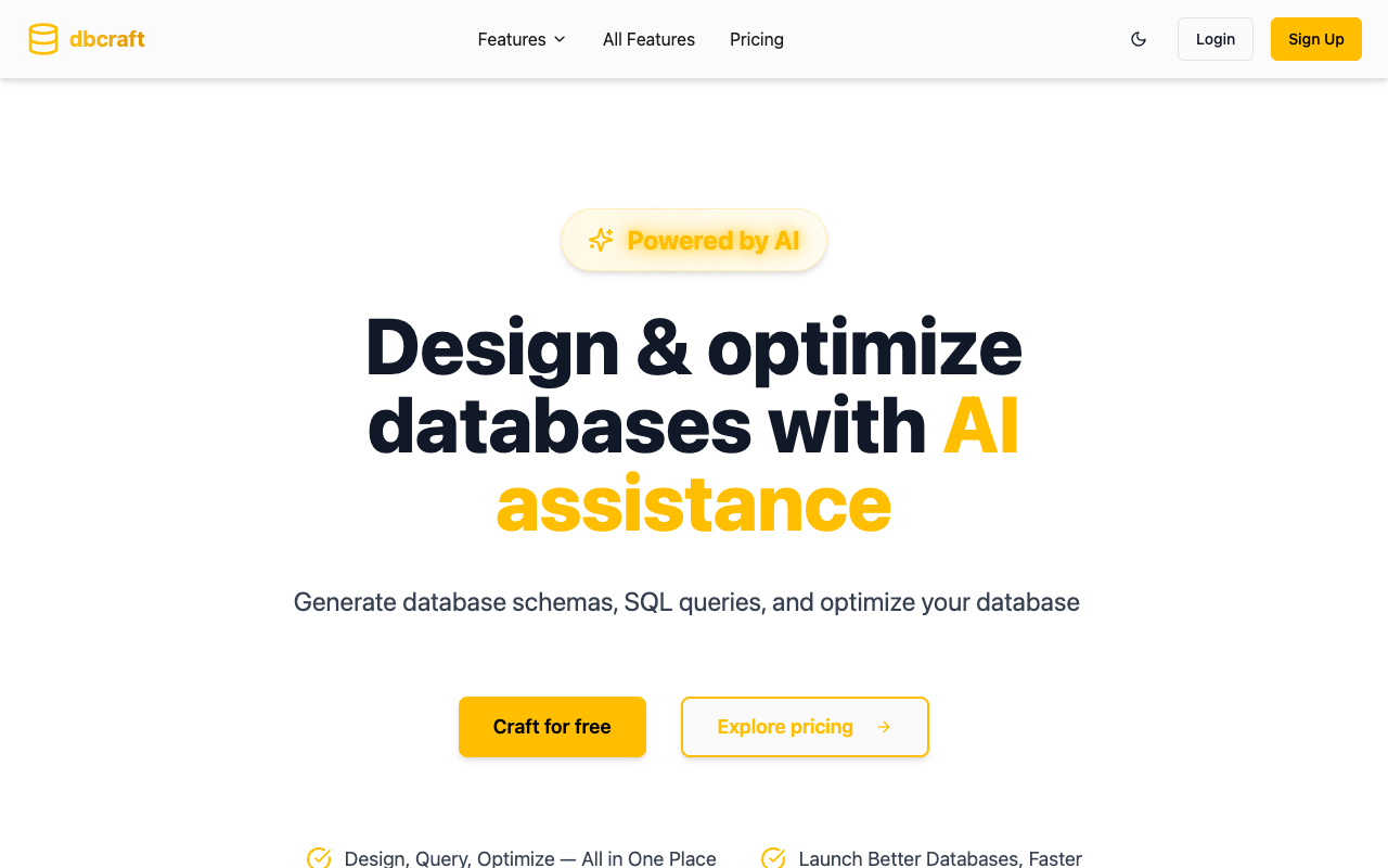 DBCRAFT - An AI tool that helps developers create SQL schemas and queries instantly